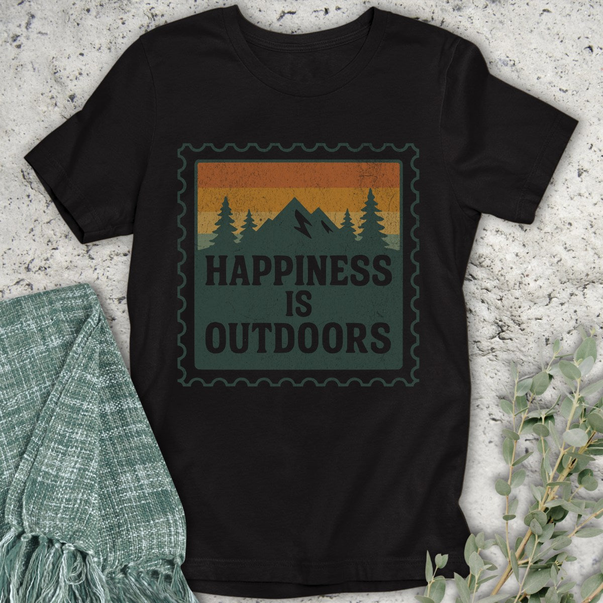 Happiness Is Outdoors Stamp T-Shirt
