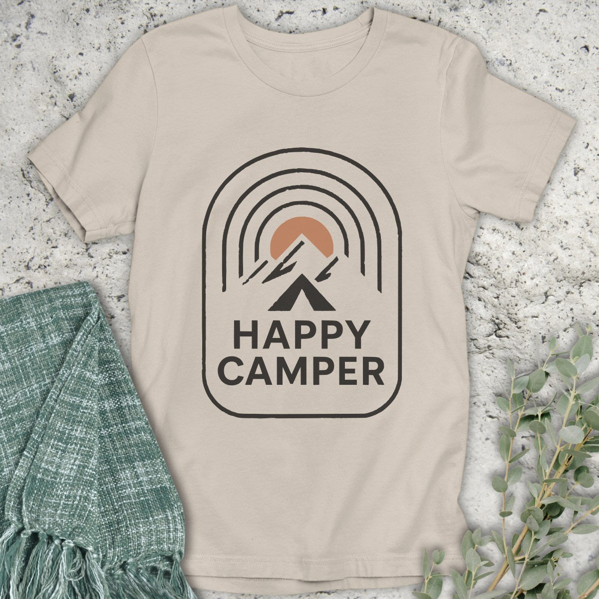 Happy Camper Line Art T-Shirt