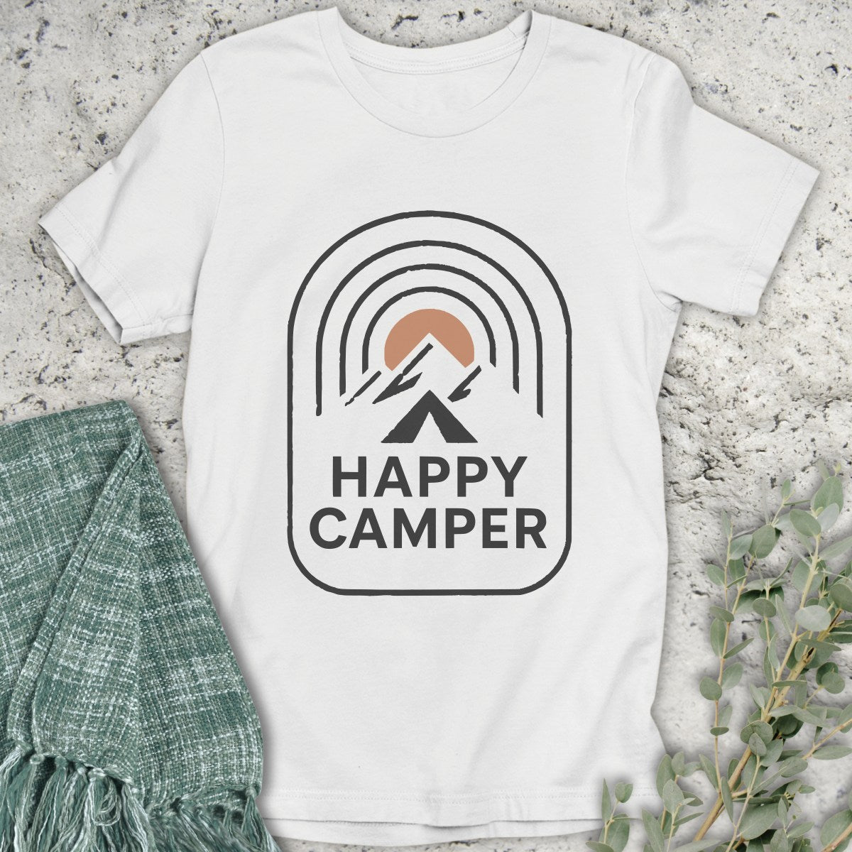 Happy Camper Line Art T-Shirt