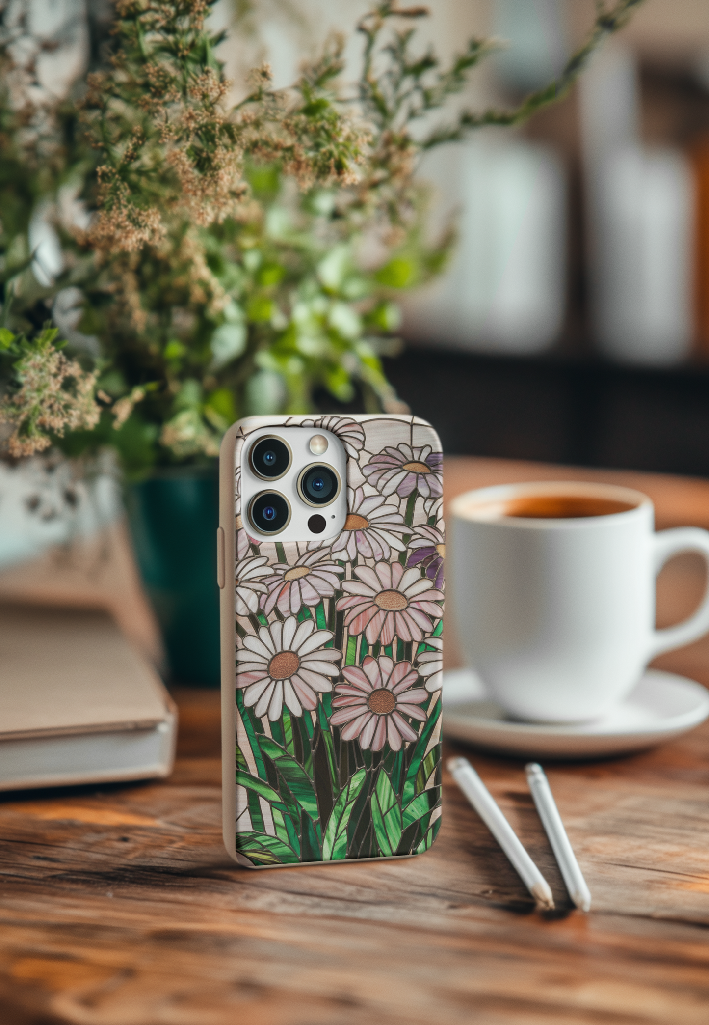 Daisy Stained Glass Bio Case