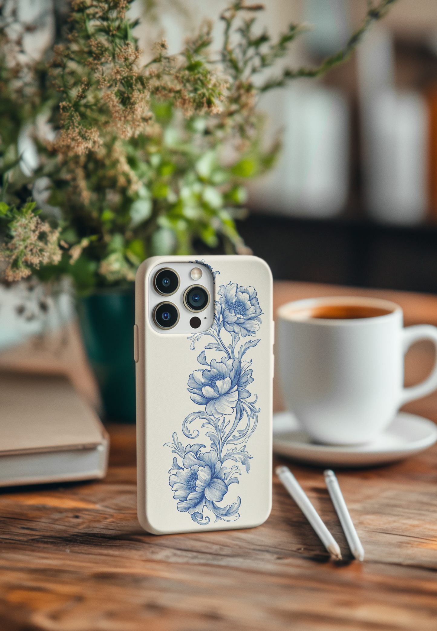 Blue Toile 3 Bio Case
