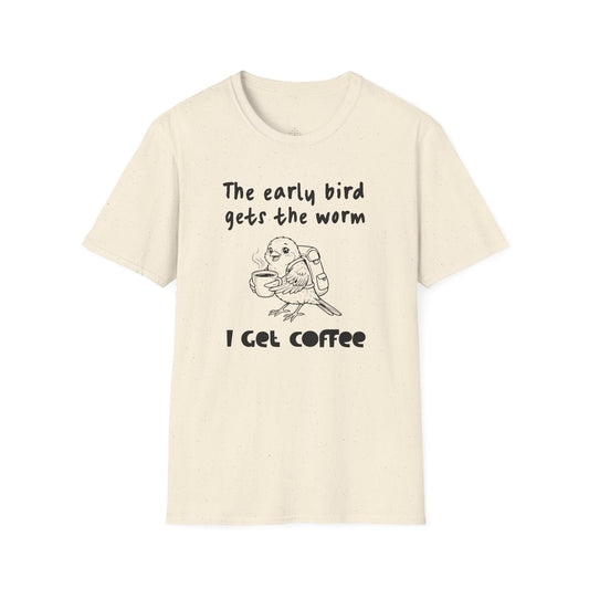 Printify T-Shirt Early Bird Coffee T-Shirt