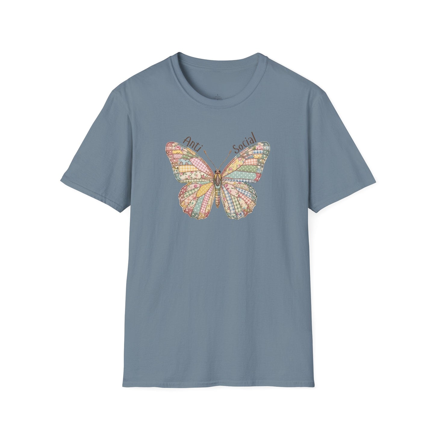 Printify T-Shirt Faux Patchwork Butterfly T-Shirt