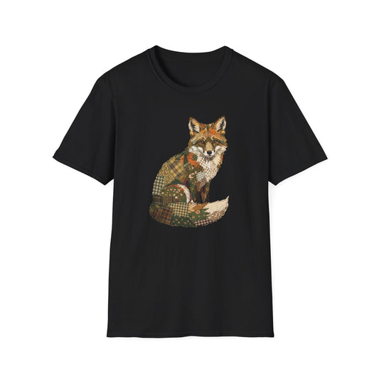 Printify T-Shirt Faux Patchwork Fox T-Shirt