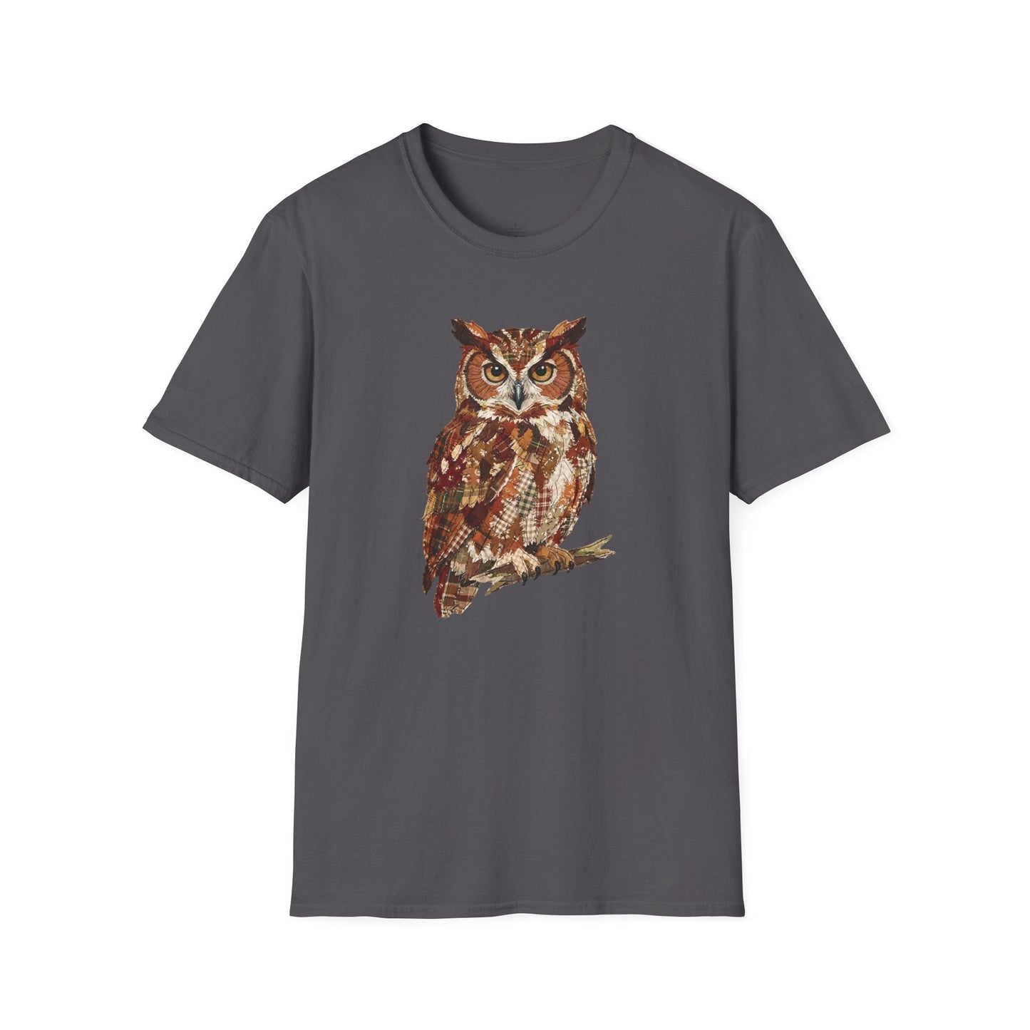 Printify T-Shirt Faux Patchwork Owl T-Shirt