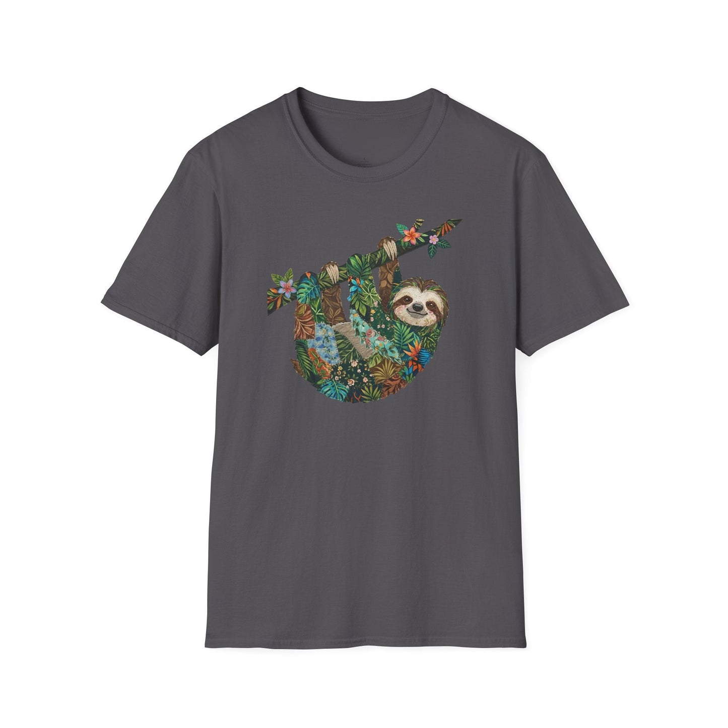 Printify T-Shirt Faux Patchwork Sloth T-Shirt