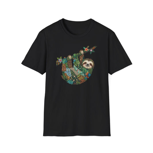 Printify T-Shirt Faux Patchwork Sloth T-Shirt