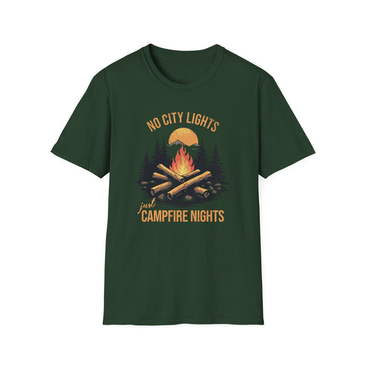 Printify T-Shirt No City Lights Campfire T-Shirt