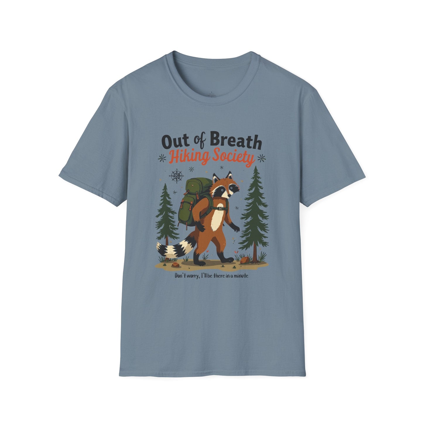 Printify T-Shirt Racoon Hiking Society T-Shirt