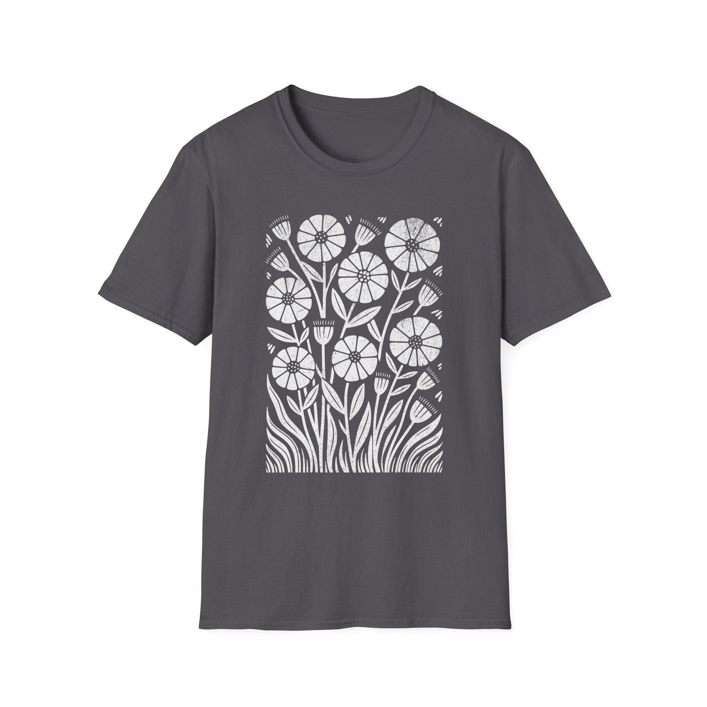 Printify T-Shirt Retro Wildflower Garden Organic T-Shirt