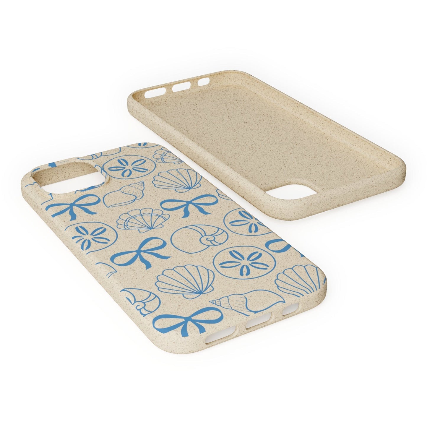 Stepping Green Phone Case Blue Bows and Sea Shells Bio Case