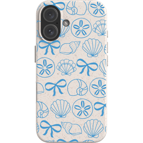 Stepping Green Phone Case Blue Bows and Sea Shells Bio Case