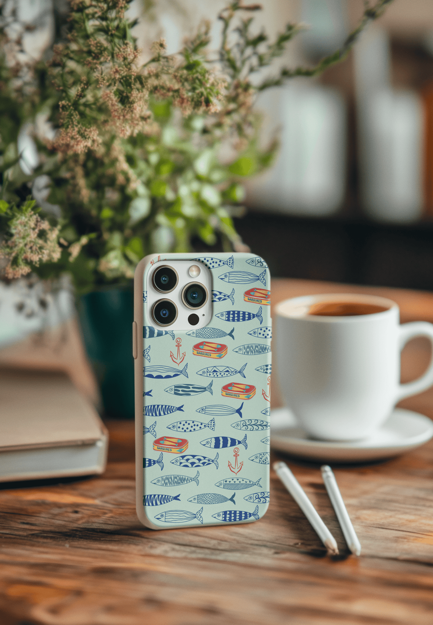 Stepping Green Phone Case Blue Sardines Bio Case