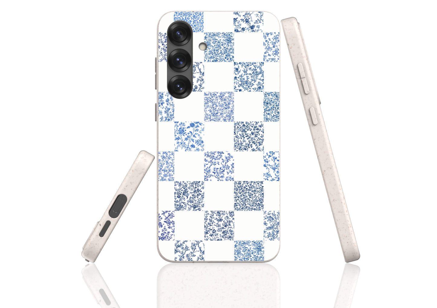 Stepping Green Phone Case Blue Toile Checkerboard with White Bio Case