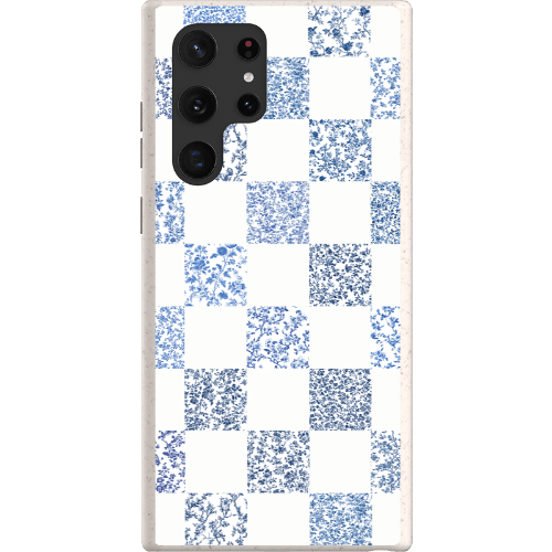 Stepping Green Phone Case Blue Toile Checkerboard with White Bio Case