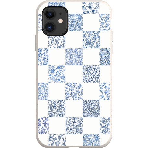 Stepping Green Phone Case Blue Toile Checkerboard with White Bio Case