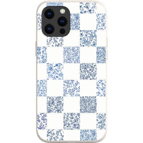 Stepping Green Phone Case Blue Toile Checkerboard with White Bio Case
