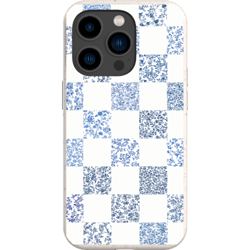Stepping Green Phone Case Blue Toile Checkerboard with White Bio Case