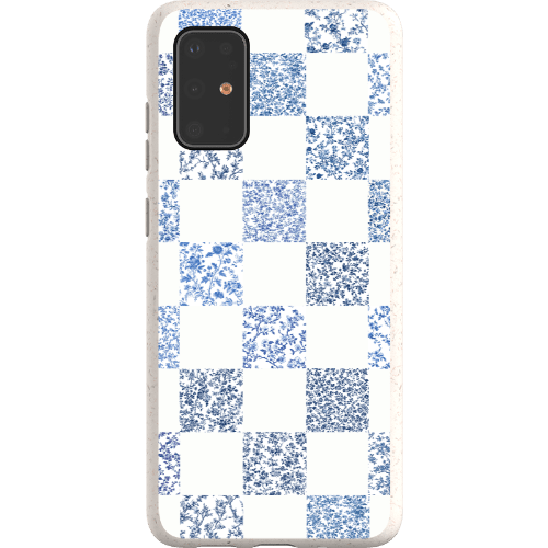 Stepping Green Phone Case Blue Toile Checkerboard with White Bio Case