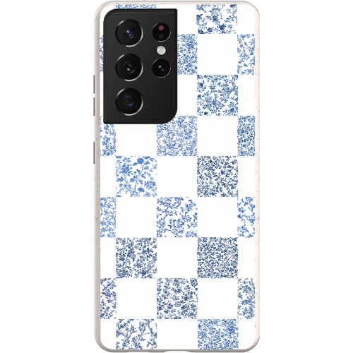 Stepping Green Phone Case Blue Toile Checkerboard with White Bio Case