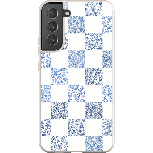 Stepping Green Phone Case Blue Toile Checkerboard with White Bio Case