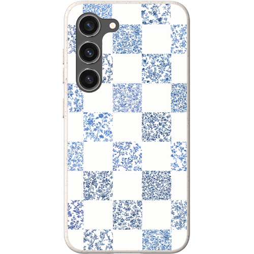 Stepping Green Phone Case Blue Toile Checkerboard with White Bio Case