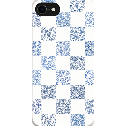 Stepping Green Phone Case Blue Toile Checkerboard with White Bio Case