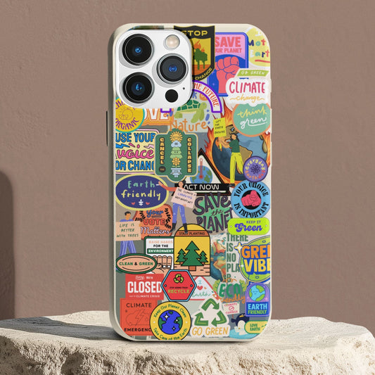 Stepping Green Phone Case Eco Friendly Sticker Bio Case