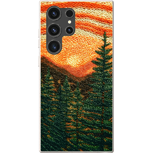 Stepping Green Phone Case Faux Embroidered Mountain Bio Case