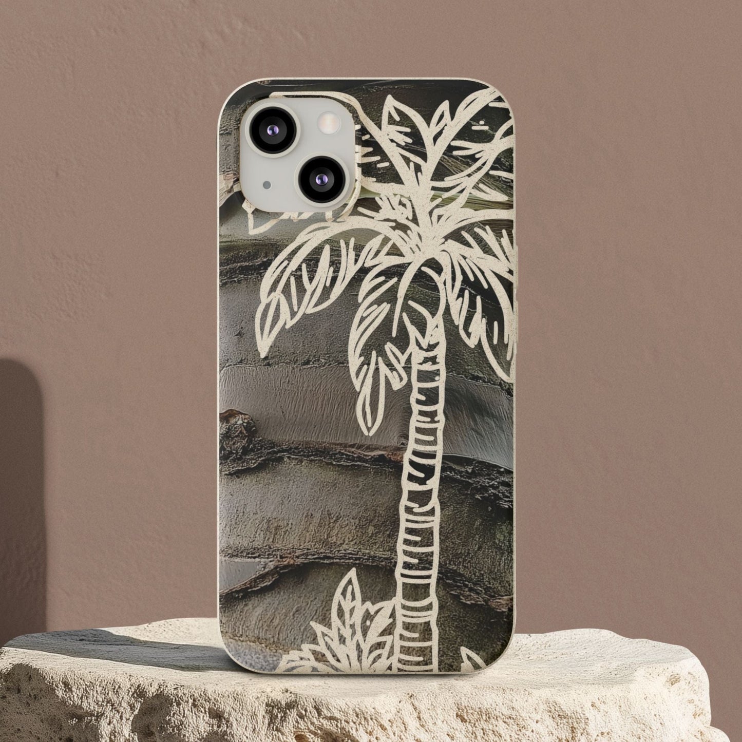 Stepping Green Phone Case Faux Wood Palm Tree Bio Case