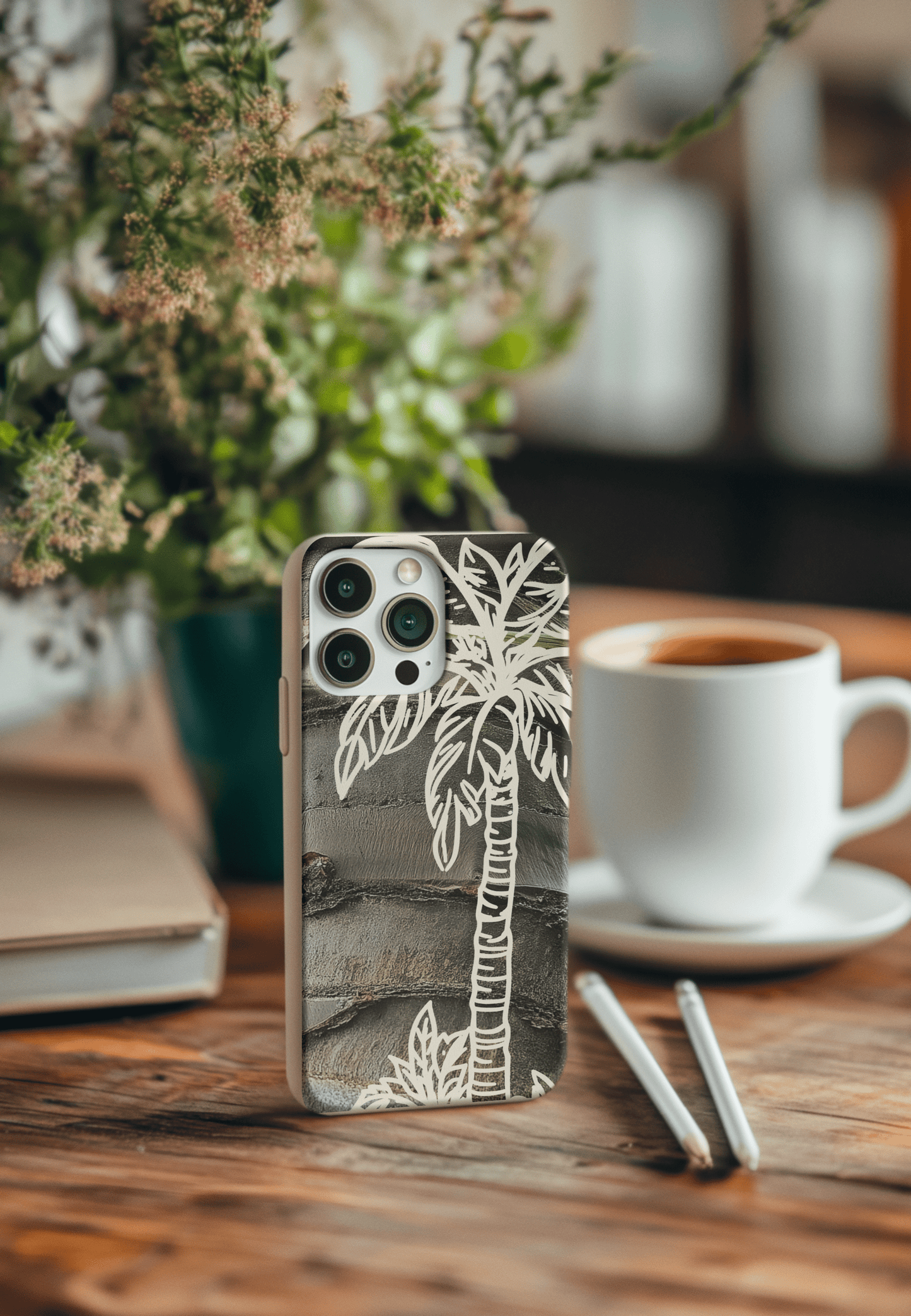 Stepping Green Phone Case Faux Wood Palm Tree Bio Case