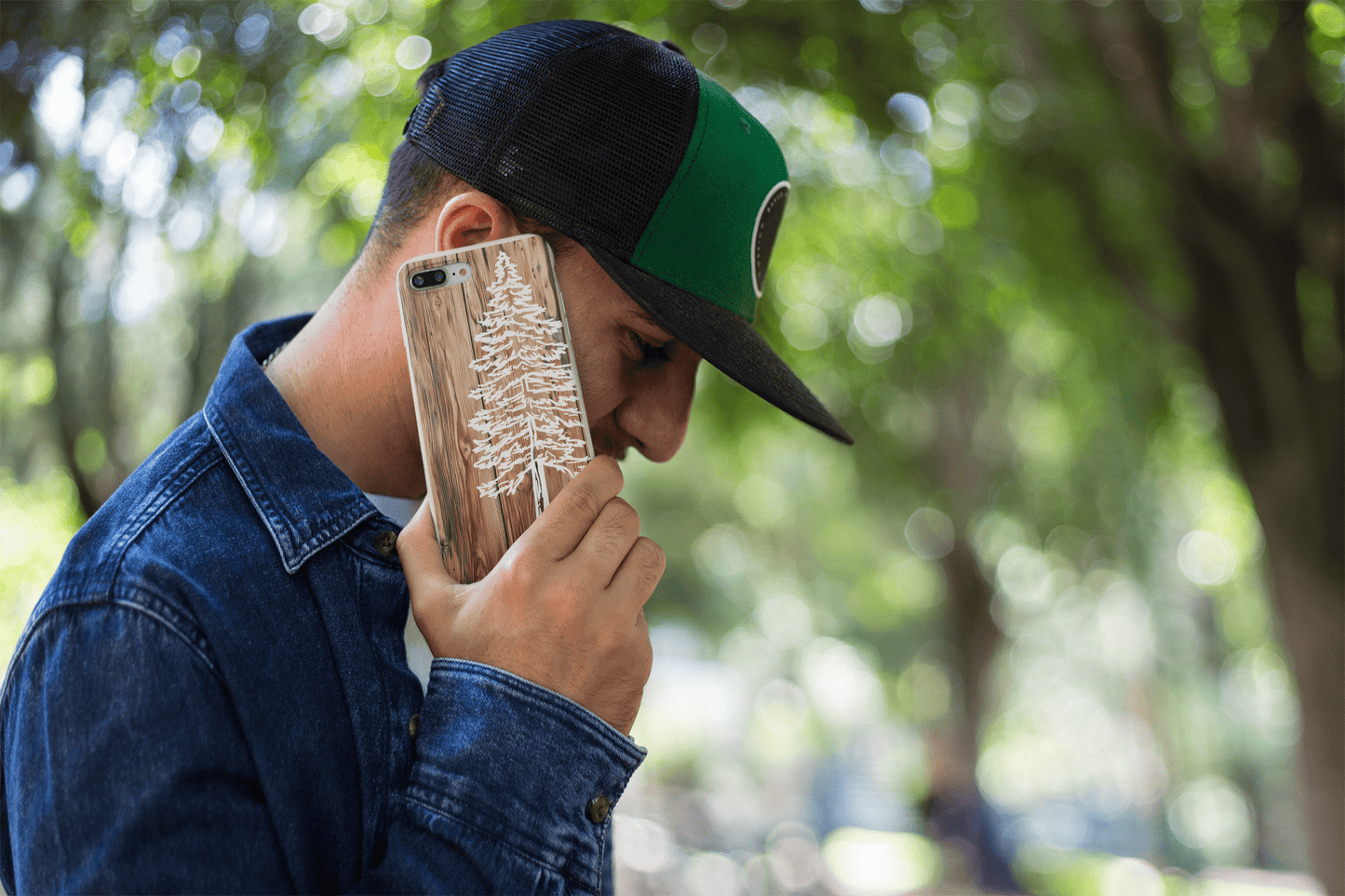 Stepping Green Phone Case Faux Wood Pine Tree Bio Case