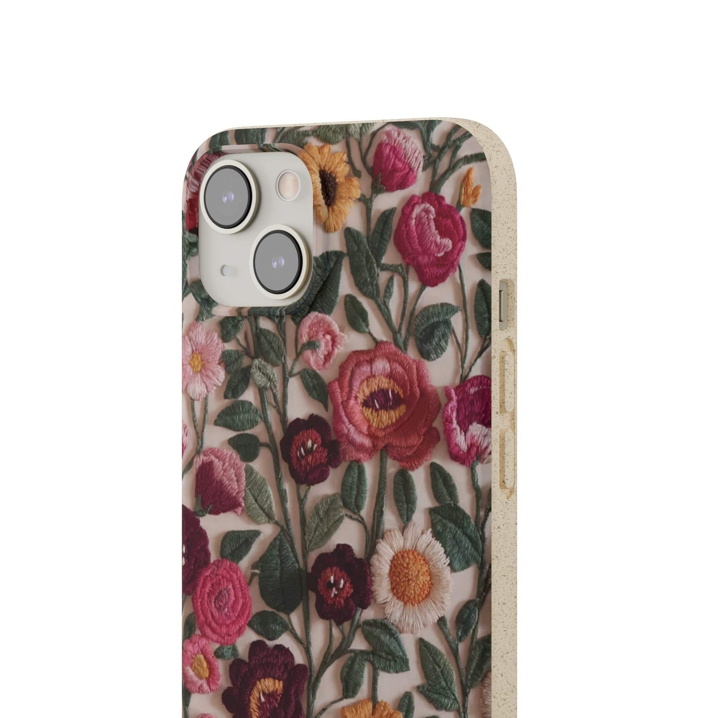 Stepping Green Phone Case Floral Embroidered Look Bio Case
