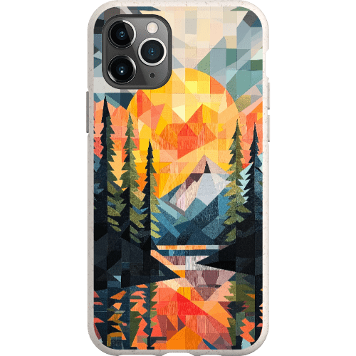 Stepping Green Phone Case Geometric Mountain Sunset Bio Case