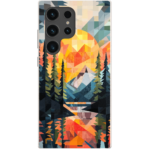 Stepping Green Phone Case Geometric Mountain Sunset Bio Case