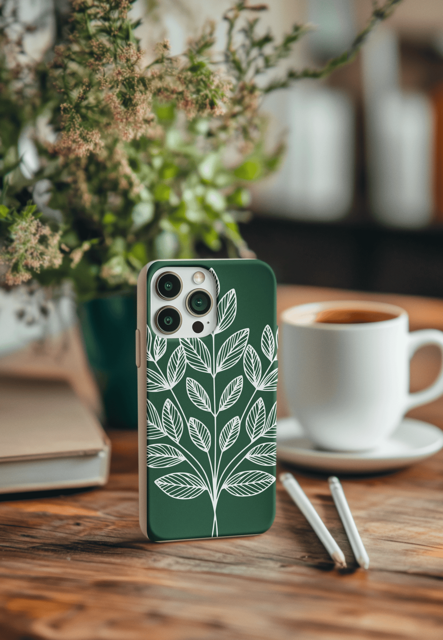 Stepping Green Phone Case Green Leaf Line Art Bio Case