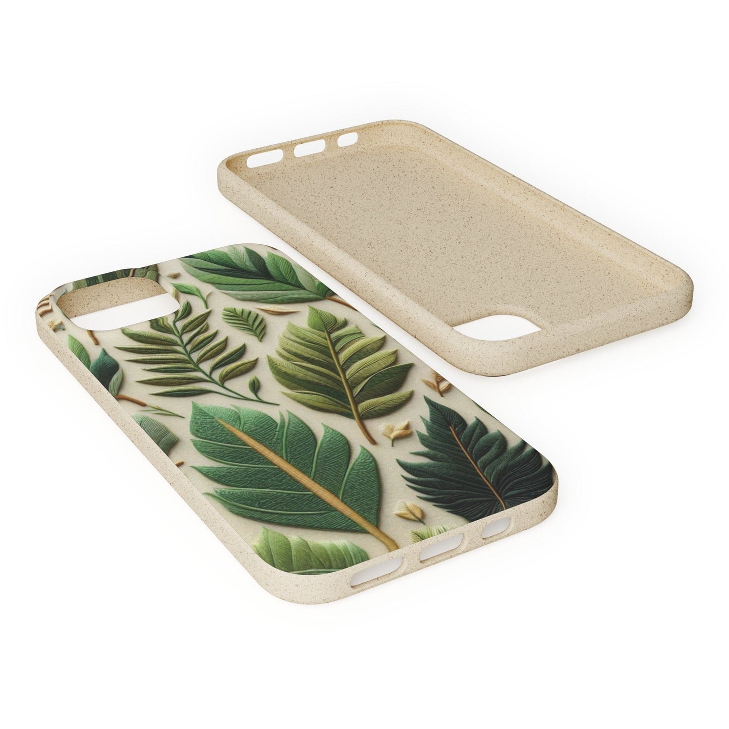 Stepping Green Phone Case Green Leaves Embroidered Look Bio Case