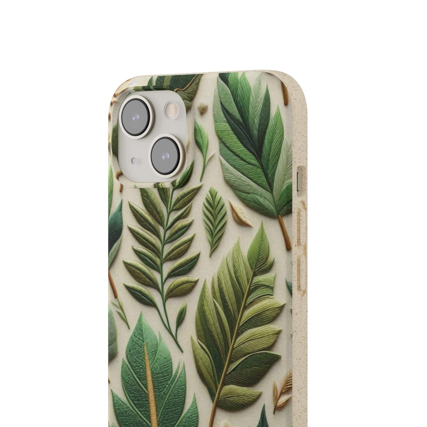 Stepping Green Phone Case Green Leaves Embroidered Look Bio Case