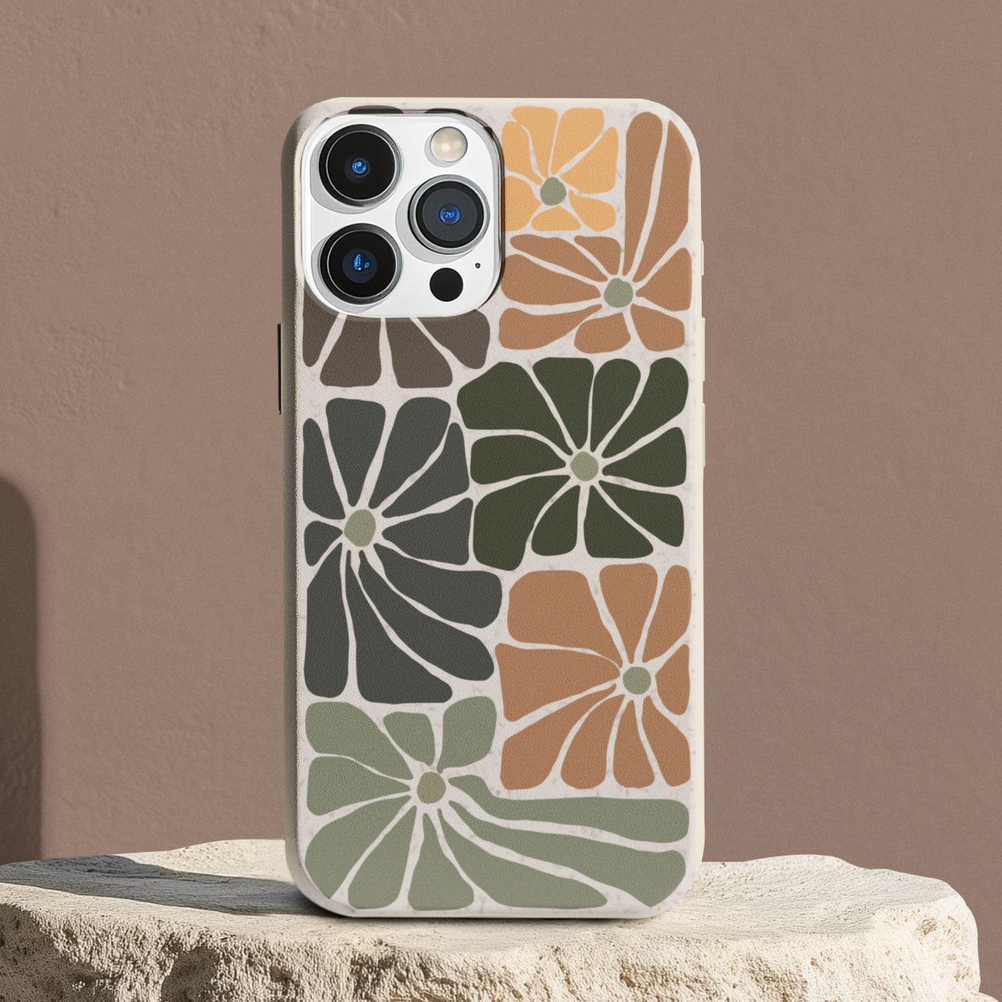 Stepping Green Phone Case Groovy Neutral Flowers Bio Case