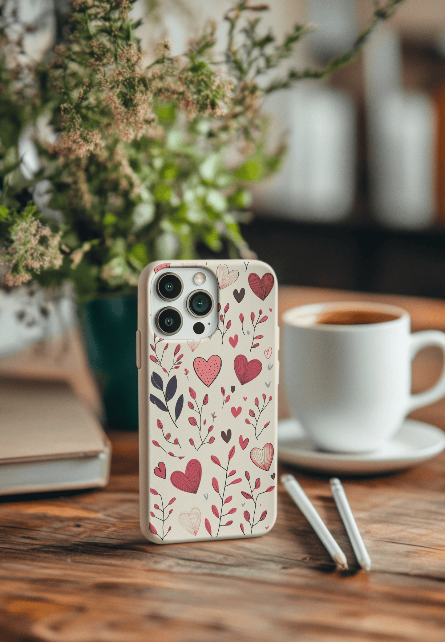 Stepping Green Phone Case Hearts and Leaves Bio Case