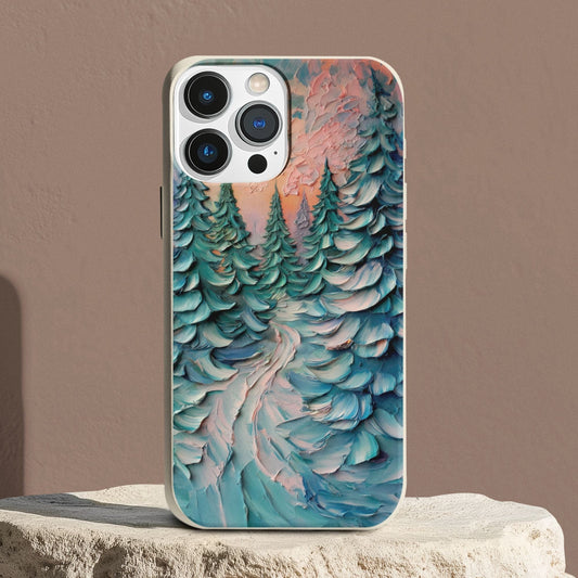 Stepping Green Phone Case Impasto Winter Forest Bio Case