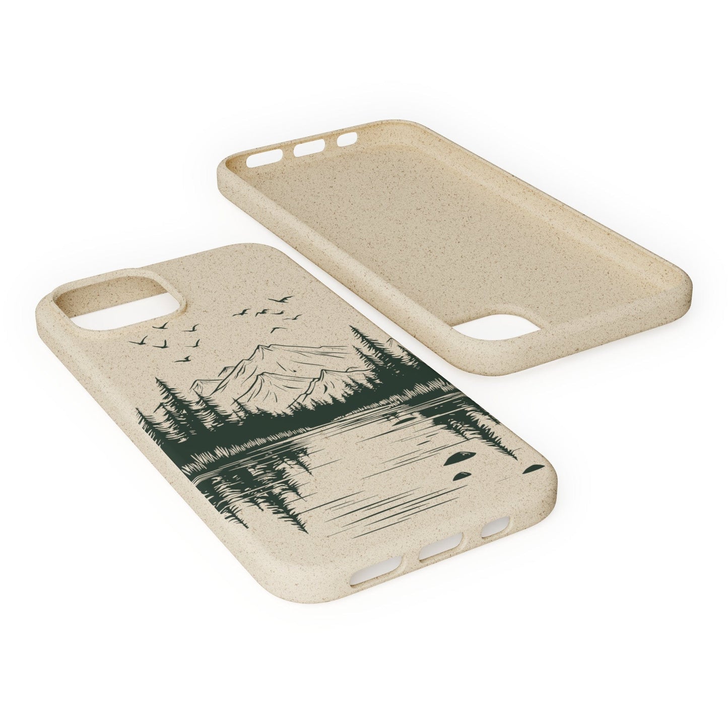 Stepping Green Phone Case Mountain Lake Line Art Bio Case