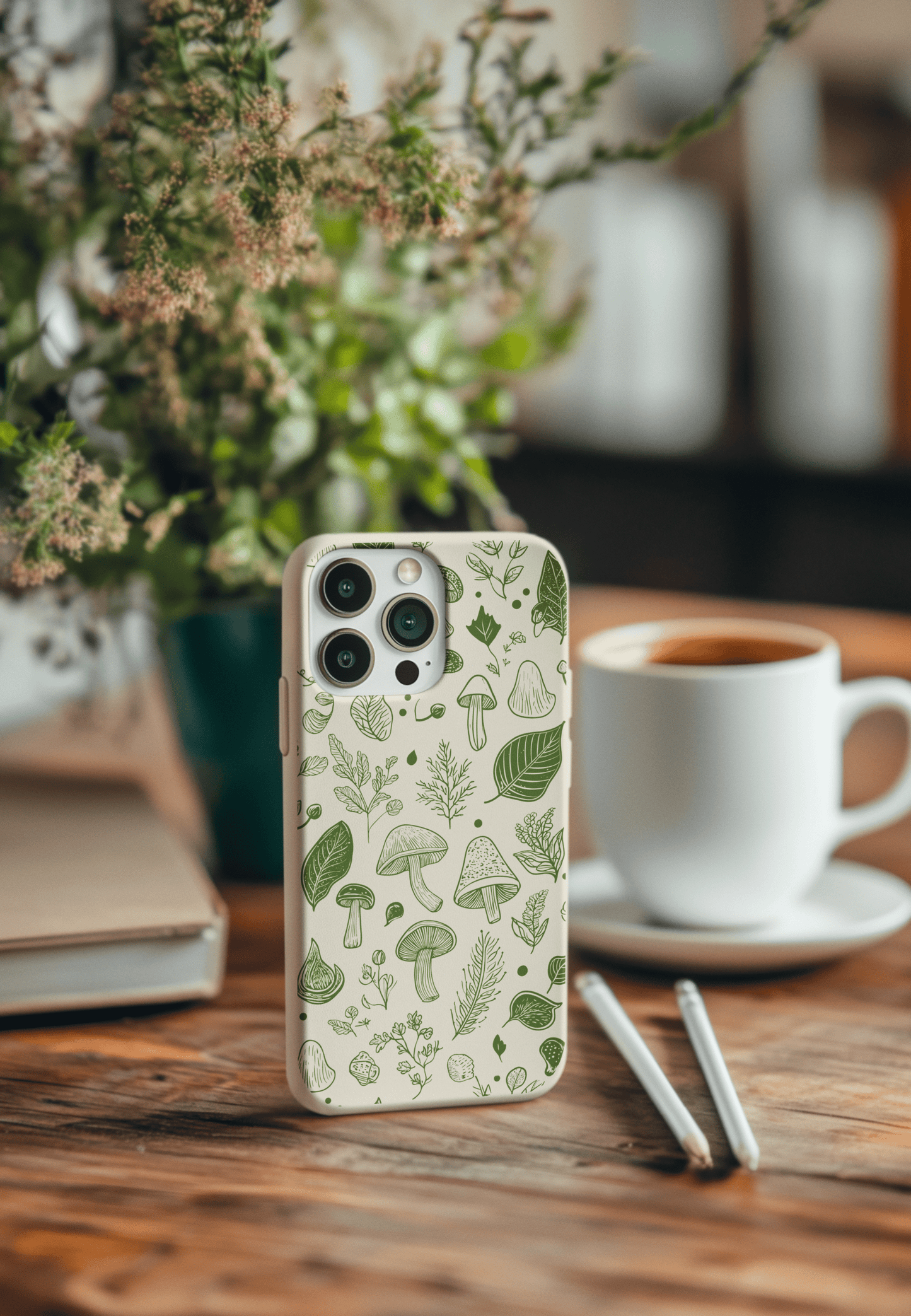 Stepping Green Phone Case Mushrooms and Leaves 3 Bio Case