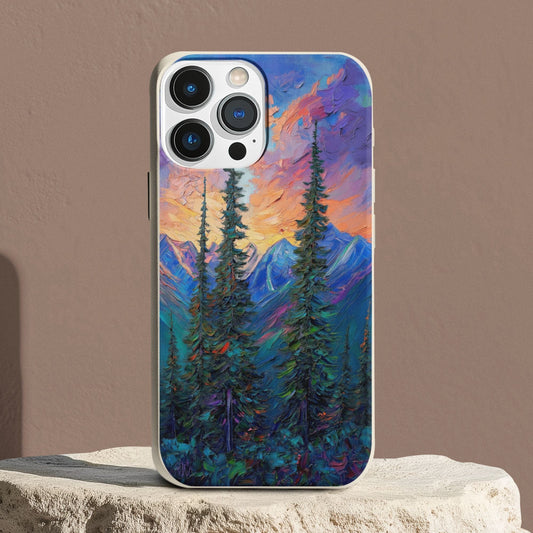 Stepping Green Phone Case Painted Mountain Sunset Bio Case