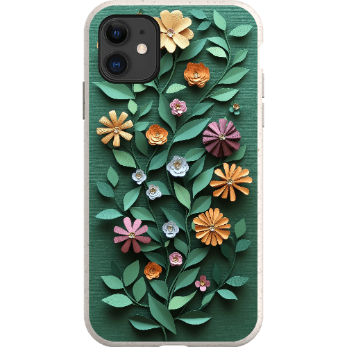Stepping Green Phone Case Paper Cut Colorful Floral Bio Case