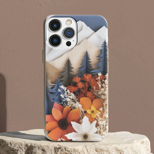 Stepping Green Phone Case Paper Floral Mountain Bio Case