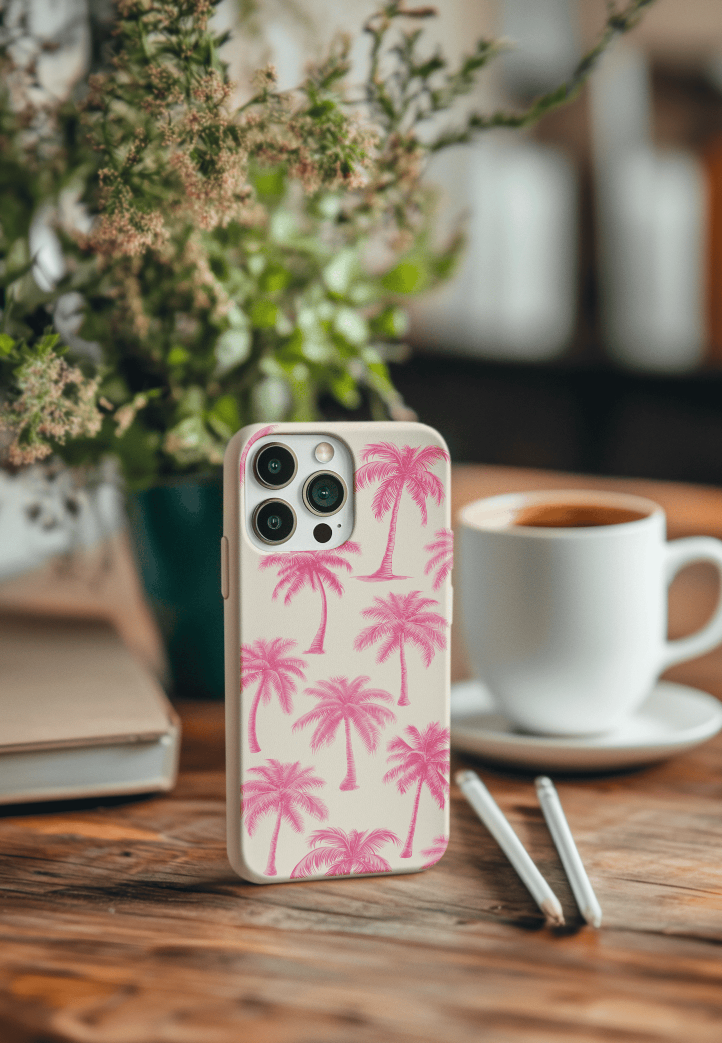 Stepping Green Phone Case Pink Palm Trees Bio Case