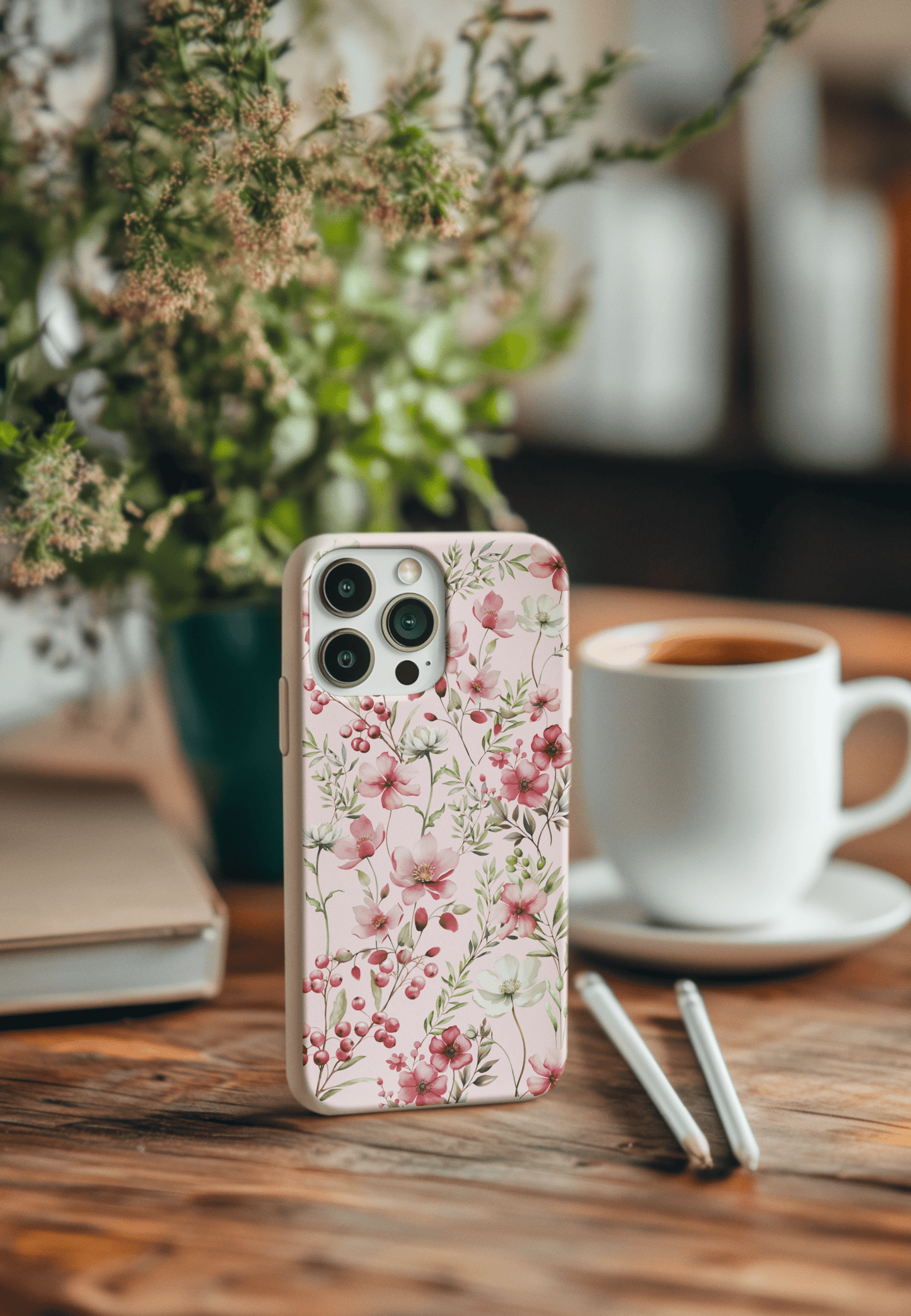 Stepping Green Phone Case Pink Rose Floral Bio Case