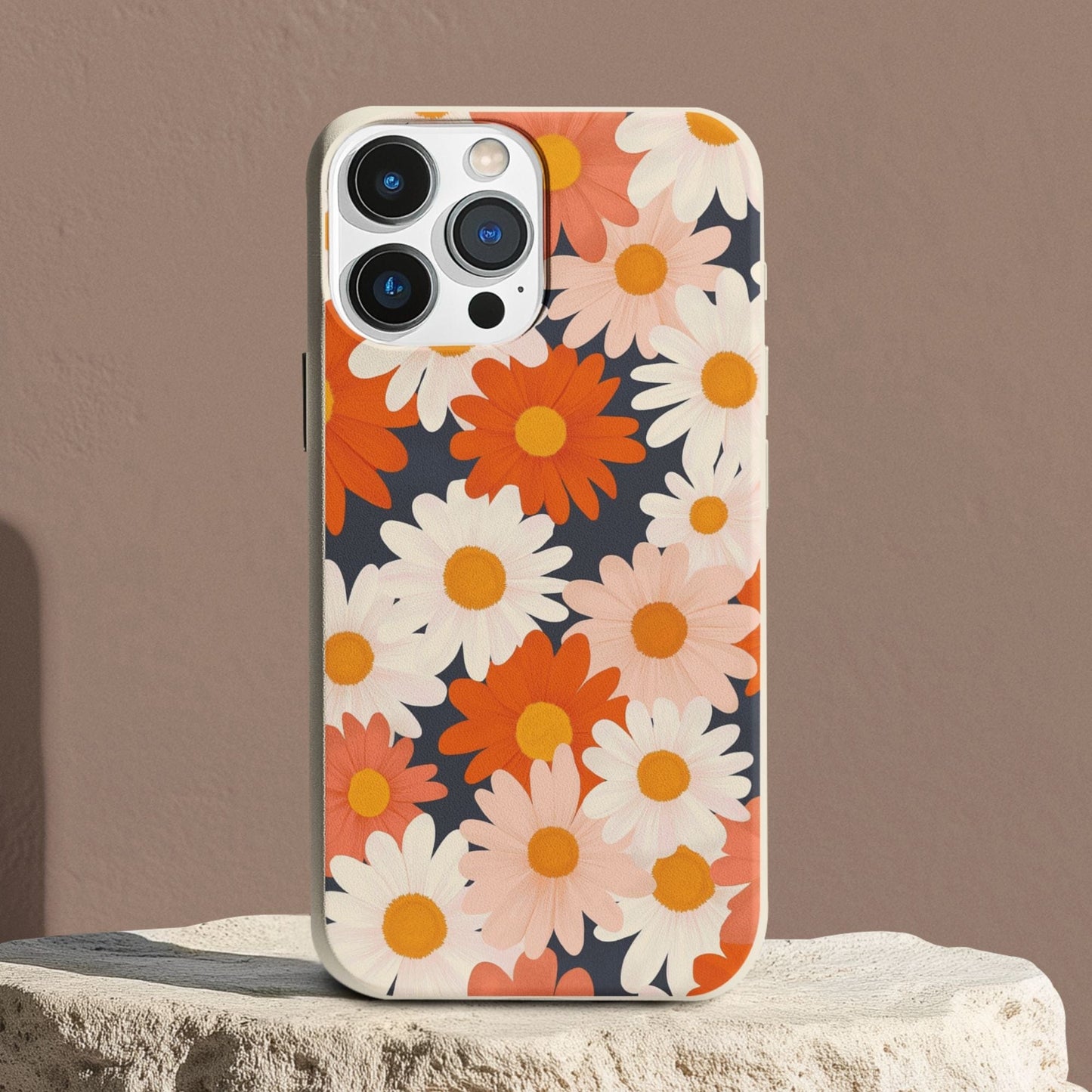 Stepping Green Phone Case Retro Daisy on Blue Bio Case