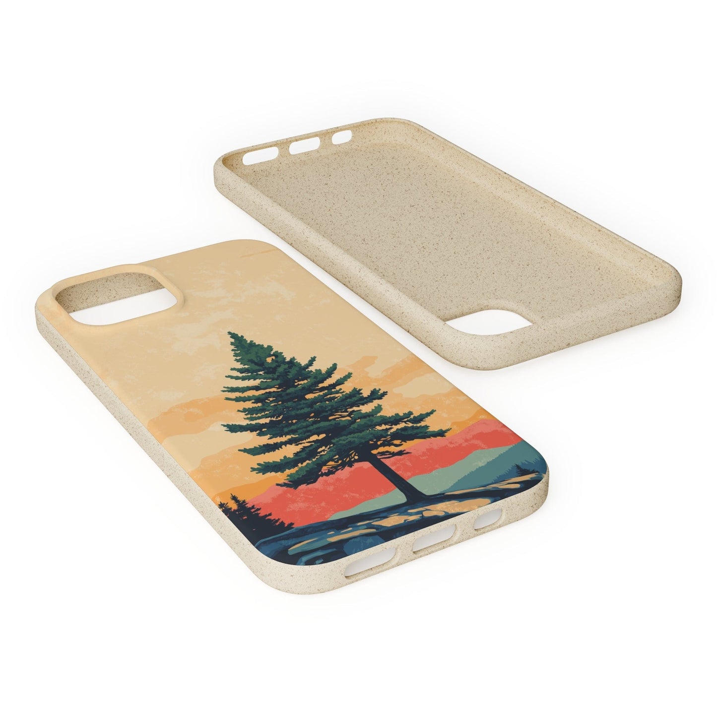 Stepping Green Phone Case Retro Mountain Tree Bio Case